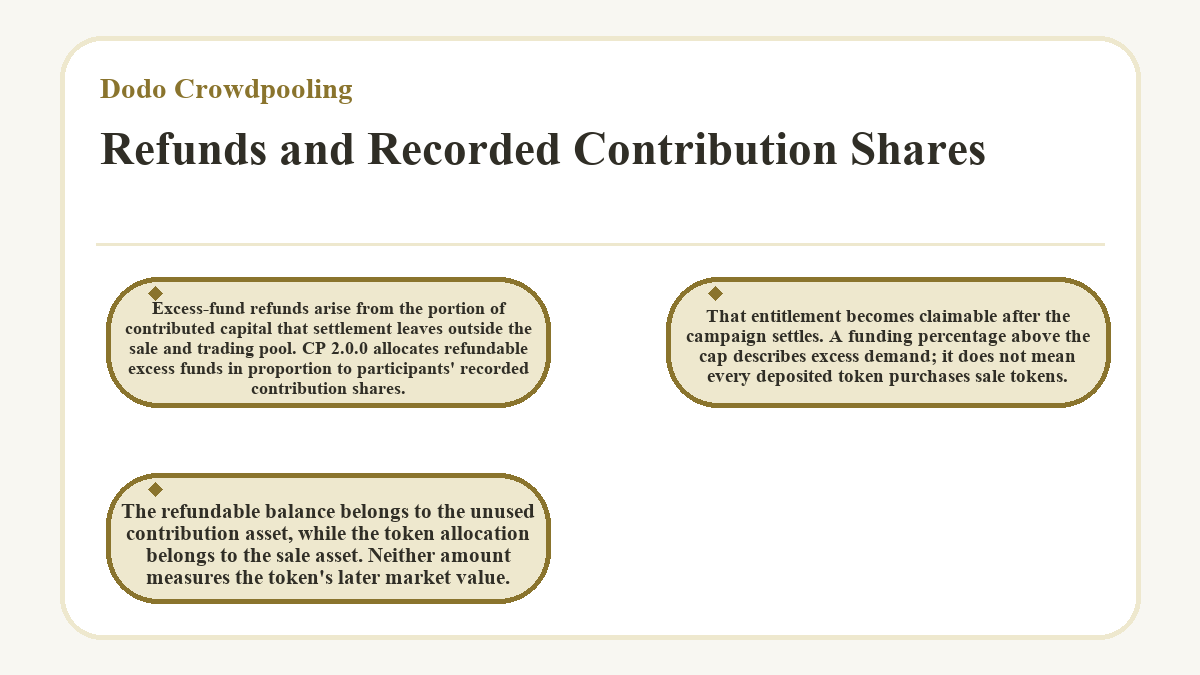 Dodo Crowdpooling: Refunds and Recorded Contribution Shares - illustration